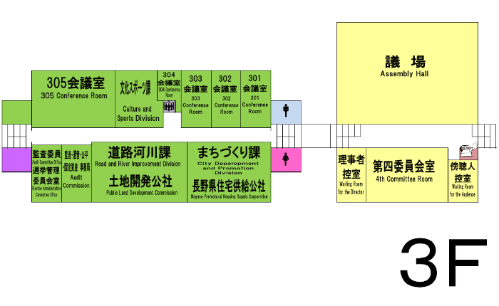 須坂市役所3階の平面図