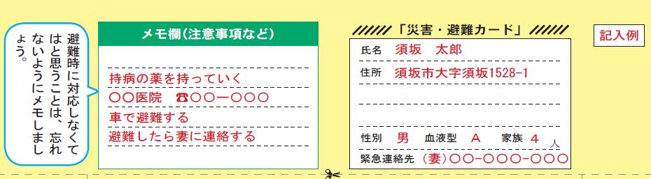 避難カードおもての記入例