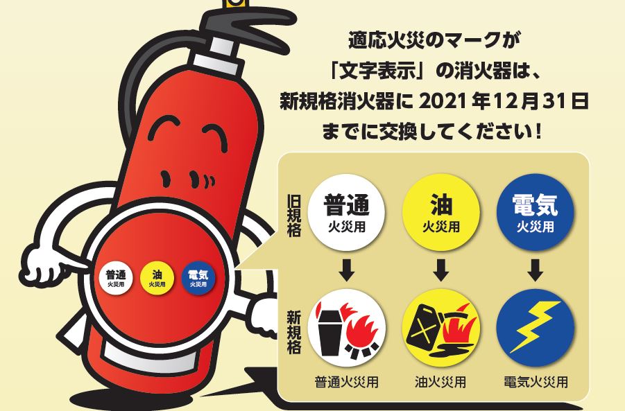 新規格消火器への交換を説明する画像
