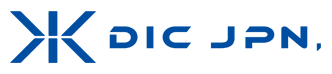 ディーアイシージャパンの企業ロゴ、青のゴシック体で「DIC JAPAN」と書かれている。